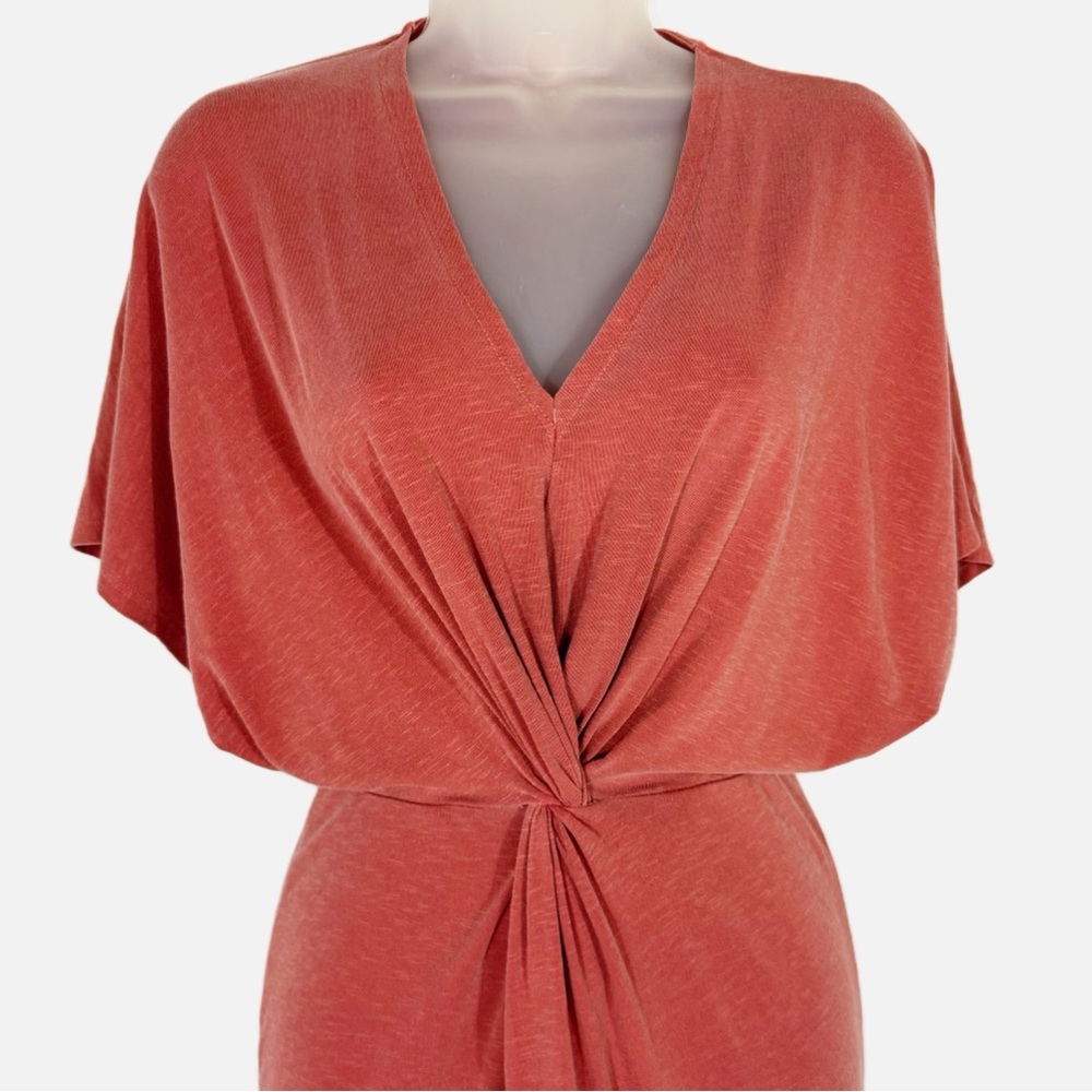 Sundry Dusty Rose Twist-Front Midi Dress - Picture 5 of 10
